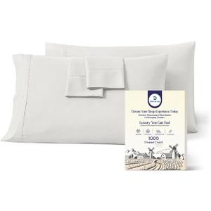 100% Organic Cotton King Pillowcases  Set of 2 Silver Luxury 1000 TC Sateen Weave Pillow Covers, Soft & Smooth Hotel Quality, Envelope Closure Style Cotton Pillow Cases (King 20"x40", Silver)