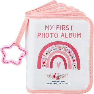Baby's First Photo Album Soft Cloth Baby Memory Photo Book Holds 17 Photos (46"),Family Keepsake Gift for Newborn,Infant,Toddler,Kids Baby Shower Must-Have,Boho Rainbow
