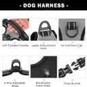 PHOEPET No Pull Dog Harness Medium Reflective Front Clip Vest with Handle,Adjustable 2 Metal Rings 3 Buckles,[Easy to Put on & Take Off](S, Grey)