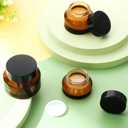 6 Pcs 0.5/1/ 2 oz Glass Jar with Lids Travel Size Containers for Toiletries Round Cosmetic Jars with Inner Travel Accessories for Storing Lip, Body Scrub, Lotion, Bath Salts(Amber,Green)