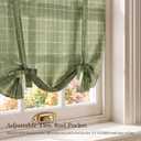 NICETOWN Tie Up Curtains for Windows with Green Plaid, Roman Shade for Bathroom Privacy, Farmhouse Kitchen Curtains Length Adjustable, Linen Blend Light Filtering Balloon Shade, W46 x L63 in, 1 Panel