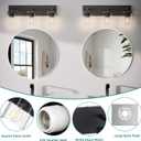 Bathroom Lighting Fixtures Over Mirror, Square Design & Rectangle Large Backplate, 3 Lights Morden Vanity Lighting Fixtures, Bathroom Light Fixtures for Bathroom/Living Room/Bedroom, Black