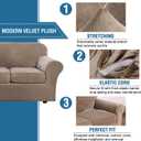 H.VERSAILTEX Real Velvet Plush 3 Piece Stretch Sofa Covers Couch Covers for 2 Cushion Couch Sofa Slipcovers Width Up to 90 Inch Feature Thick Soft Stay in Place (Large Sofa, Camel)