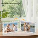 Egofine 4x6 Acrylic Picture Frame 1 Pack, 20mm Thick Magnetic Picture Frame, Double Sided Magnet Frame, Clear Photo Scalloped Frame, Free Standing Desktop Display