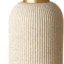 Lunestella Sand Beige Hand Soap Dispenser for Bathroom and Kitchen with Matte Gold Pump, Lotion, Dish Soap, Multiuse, Luxury Farmhouse Style, Sandstone Finish, Rust Proof, 7oz (Matte Gold)