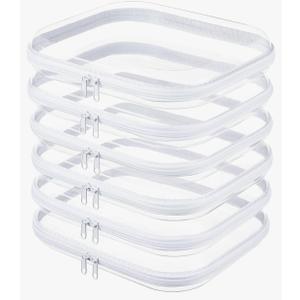 6-Pack Large Clear Hard Shell Zipper Pouches, Clear Zipper Bags, Hard Case Pouches for Purse & Diaper Bag Organizer,and Travel Essentials（6L）