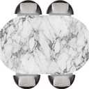 Oval Elastic Fitted Tablecloth Marble Texture Background Washable Wrinkle Resistant Reusable Table Cover for Kitchen Dinning Picnic Party, Fits 42"x60" Oval Tables