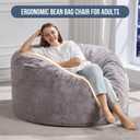 Hobestluk 4ft Bean Bag Chairs for Adults Large Beanbag Chair with Plush Faux Fur Cover Big Bean Bag Chair for Living Room Bedroom Dorm Office - Grey (44 x 44 x 24)