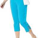 SLIM-SATION Women's Pull on Solid Crop with Real Front & Back Pockets & Straps, Bright Turquoise, Size 18