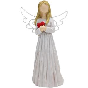 Guardian Angel Statue with Red Heart, Resin Sculpture for Home Decoration,Gift of Love and Gratitude 4.72''H
