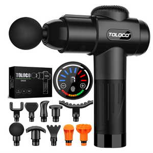 TOLOCO Massage Gun, Deep Tissue Back Massage for Athletes for Pain Relief, Percussion Massager with 10 Massages Heads & Silent Brushless Motor, Gifts for Fathers Day, Black
