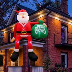 8FT Christmas Inflatables Outdoor Decoration, Climbing Inflatable Santa Claus Blow Up Yard Decorations with LED, Inflatable Christmas Decorations Outdoor for Yard Roof Garden Lawn