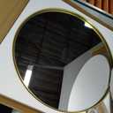 TokeShimi Brushed Gold Round Mirror 24 Inch Gold Round Vanity Bathroom Mirror for Wall Aluminum Alloy Matte Metal Frame Modern Gold Circle Mirror Fit in Minimalist Multi Style Home Decor