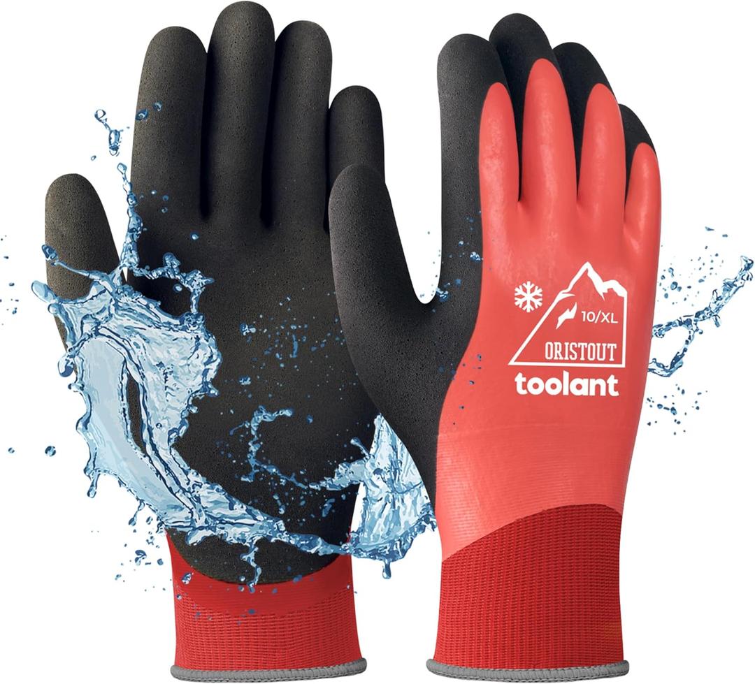 Waterproof Winter Work Gloves for Men and Women, Touchscreen, Freezer Gloves, Thermal Insulated, for Cold Weather (Medium, Red)