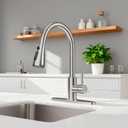 FEELSO Kitchen Faucets with Pull Down Sprayer, High Arc Stainless Steel Single Handle Kitchen Sink Faucet, 1 or 3 Hole Brushed Nickel Water Faucets for Farmhouse Laundry Camper Rv Bar