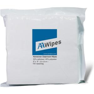AAwipes Cleanroom Wipes Nonwoven Wipes Cellulose/Polyester Blend (Grade A, 68 Gram) 9" x 9"for Lab, Electronics, Pharmaceutical, Printing and Semiconductor Industries (Bag of 150 Pcs)