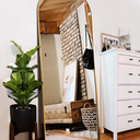 Floor Mirror, Full Length Mirror with Stand, Arched Wall Mirror, Gold Floor Mirror Freestanding, Wall Mounted Mirror for Bedroom Living Room, Gold