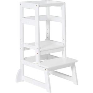 SDADI LT05W Mother's Helper Adjustable Height Kitchen Step Stool, Children Kids Toddlers Counter Level Learning Stool for Kitchen and Bathroom, White