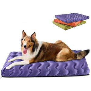 LLUAII Orthopedic Dog Bed Outdoor Waterproof Dogs Crate Bed for Dogs, Washable Cooling Dog Bed Mat with Removeable Cover & Memory Foam（36" x 27", Purple
