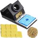 Soldering Iron Holder, Stable Portable Soldering Iron Stand with Brass Wool, Cleaning Sponge, Solder Tip Slots, No Water Needed