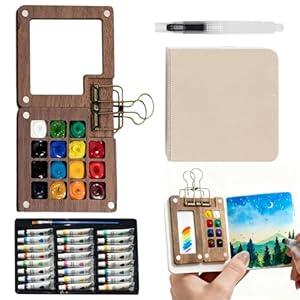 Watercolor Kit,Mini Watercolour Travel set, Portable Pocket Artist Travel Watercolor Palette (15-Grids)