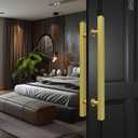 Titanium Gold Square Barn Door Handles 12"/16"/18"/24"/36"/48"/59'', Pull Push Long French Door Handle Double Sided, Large Front Exterior Shower Door Pull Handles