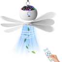 Portable Camping Fan with Lights & Starry Projection, LED Hanging Tent Fan with Remote & Timer, 3600mAh Rechargeable Battery Ceiling Fan for Car RV Survival Kit Camping Essentials(Fit 1-2 Person)
