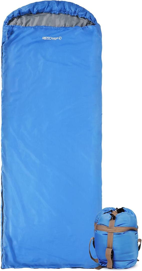 REDCAMP Ultra Lightweight Sleeping Bag for Backpacking, Hiking, Comfort for Adults Warm Weather, with Compression Sack (Blue with 1.8lbs)