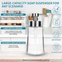 Doiliese Soap Dispenser, Glass Hand Soap Dispenser with Rust Proof Pump, 16oz Liquid Soap Container with Waterproof Labels, Dish & Hand Soap Pump for Bathroom, Kitchen, Brushed Nickel, Pack of 2