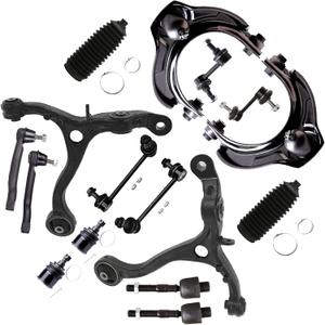 SCITOO 16pcs Front Suspension Kit Lower Upper Control Arm with Ball Joint fit 2008-2012 for Honda for Accord Outer Inner Tie Rod End w/Steering Boot Sway Bar Link