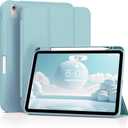 ZOVEEK for iPad Air 11 Inch Case (M3 2025 / M2 2024) & iPad Air 5th/4th Generation (2022/2020), iPad Air 10.9 Inch Cover with Pencil Holder, Trifold Stand & Auto Wake/Sleep, Cyan Blue