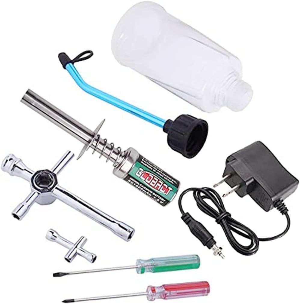 Globact RC Nitro Starter Glow Plug Igniter Charger Tools Fuel Bottle Combo for Redcat HSP Nitro Powered 1/8 1/10 RC Car