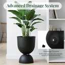 KOL Planters Flower Pots, Plastic Urn Planters for Indoor Outdoor Plants, Black Pedestal Planter Pots 2 Pack, 15 Inch Tall Decorative Planters with Drainage Holes & Plugs for Front Porch Patio Garden
