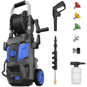High Pressure Washers Power Cord 20ft Pressure Hose Power Washer Powered Soap Tank 4 Different Tips GR01
