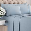 King 6 Piece Sheet Set - Comfy, Breathable & Cooling - Soft Hotel Luxury Bedding for Women, Men, Kids, Teens and Children - 1 Flat & 1 Fitted Sheet & 4 Pillowcases with Deep Pockets - Heathered Blue