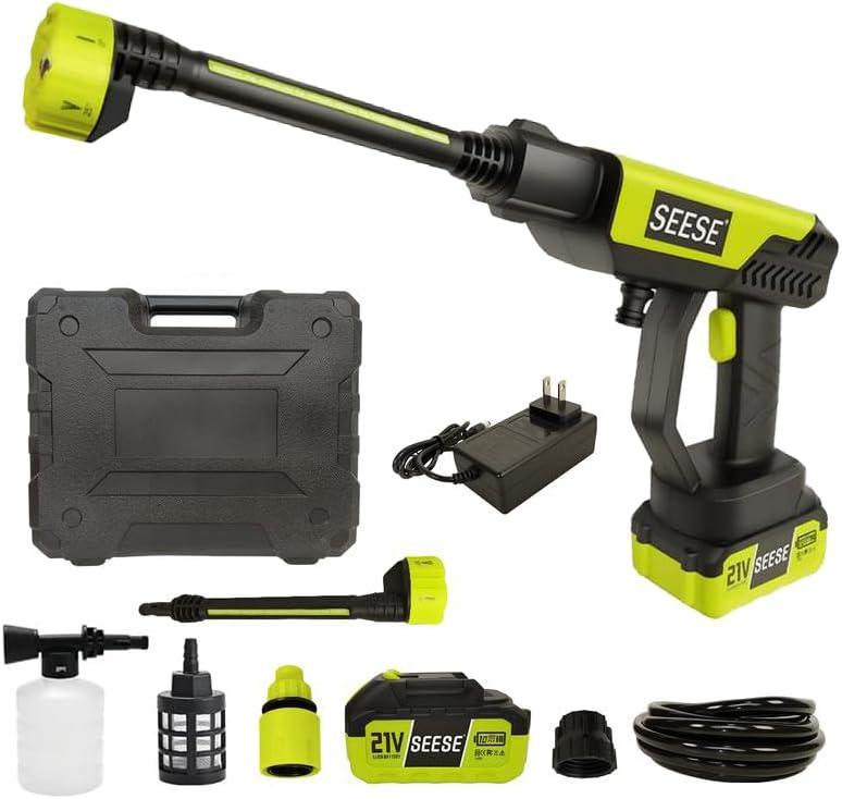 Cordless Pressure Washer Gun: 126 PSI Portable Electric Washer for Vehicle, Driveway & Deck - Ergonomic Handle Design with 30min Runtime & 6-in-1 Nozzle
