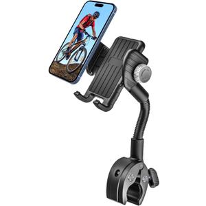 woleyi Gooseneck Phone Holder for Bike - Motorcycle Phone Mount, 360 Rotatable Adjustable Cell Phone Handlebar Clamp, Scooter Phone Clip, for iPhone Air 17 Pro Max 16 1514 13, S25, 4.7-7" Smartphones
