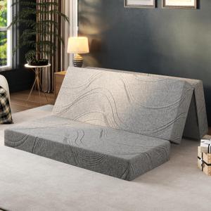 Foldable Mattress Full, 6 Inch Memory Foam Trifold Mattress Topper | Ideal for Guest, Murphy Bed & Camper, Washable Cover & Non-Slip Base for All Floors, 75" x 54" x 6"