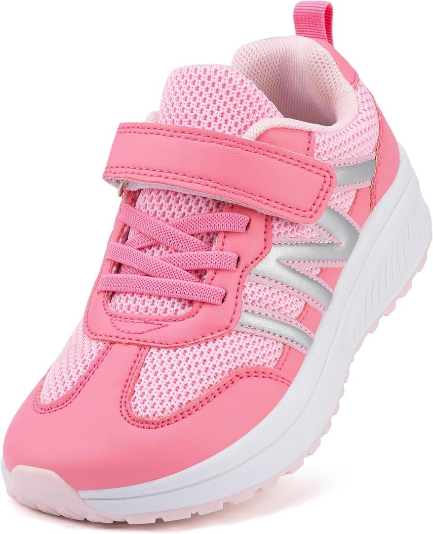 Boys Wide Toe Box Sneakers Girls Tennis Running Shoes Breathable Walking Trainers for Kids (Pink) 35