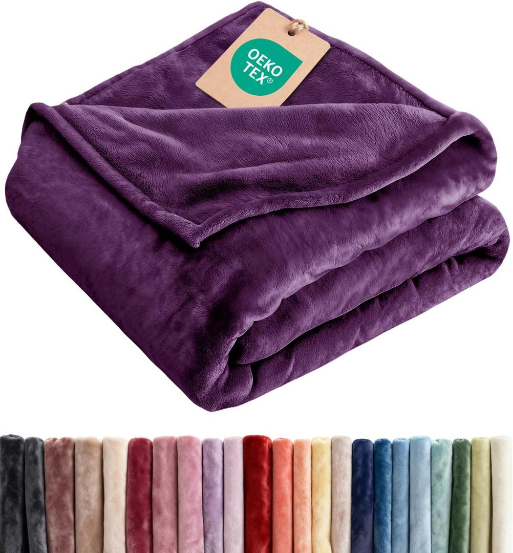 Fleece Blanket Full Size - Ultra-Soft Warm Flannel Fleece Blanket - Purple | Soft, Warm, Outdoor Picnic Blanket for Camping, Travel, Lightweight, Cozy, Anti-Static, Home Decor Gifts for Men & Women