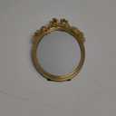 Vintage Vanity Makeup Desk Mirror, Antique Gold Bow Ellipse Table Mirror for Dressing Table, Bedroom, Bathroom, Tabletop