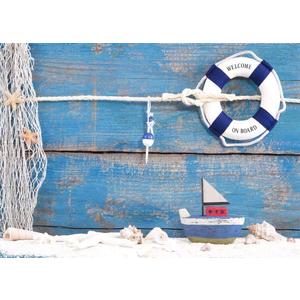 BELECO 7x5ft Fabric Nautical Backdrop Life Buoy Boat Shells Blue Wooden Background Sailor Photography Backdrop for Party Decoration Birthday Boy Girl Baby Shower Photoshoot Photo Background Props