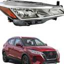 Silscvtt Passenger Side Replacement for Nissan Kicks 2021 2022 2023 Chrome Housing 260105R00A NI2503283 Headlights Assembly