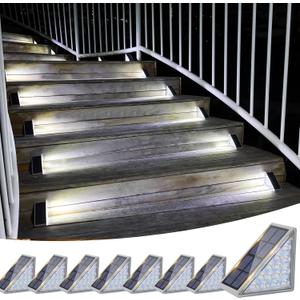 VOLISUN Solar Stair Lights 8 Pack, Solar Step Lights Waterproof IP67, Outdoor Step Light with 13 LEDs, Outdoor Lighting Decor for Yard Stair, Patio, Front Step, Front Porch and Deck(Cool White)