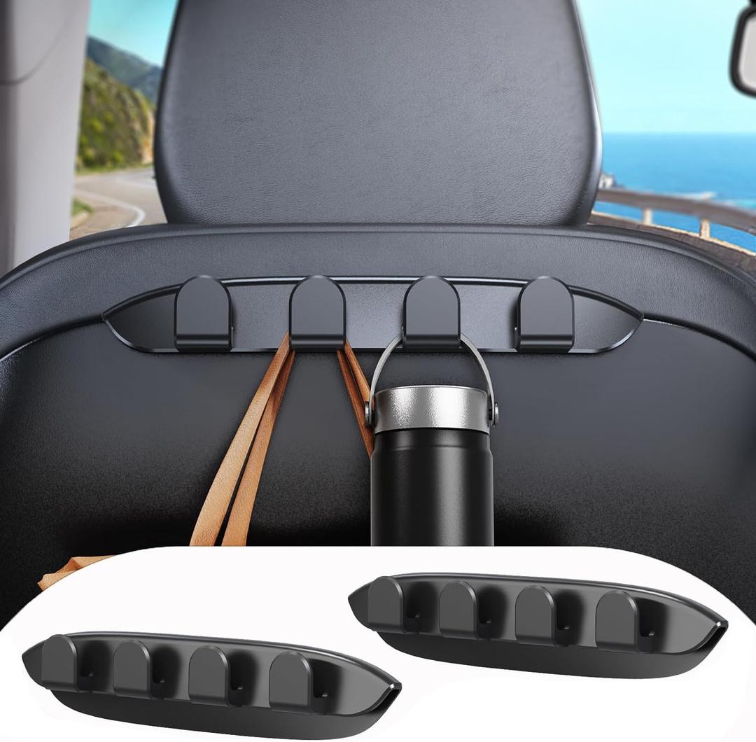 2 Pack Car Seat Hooks for Tesla Model Y(Juniper) Model 3(Highland) Accessories 2026 2025 2024 2023 2022 2021, Purse Hanger Automotive Seat Back Organizers for Bags, Handbag Backpack Grocery (Black)