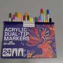 ARTISTRO 24 Acrylic Paint Pens - Dual Tip Brush + Fine Ideal for Calligraphy - Acrylic Paint Markers for Fabric, Rock, Glass, Wood, DIY - Art Supplies, Stocking Stuffers, Christmas Gift Idea
