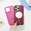 ankofave Magnetic for iPhone 14 Pro Max Phone Case with 360 Spin Stand, Matte Luxury Metallic Luster, 3.0 mm Thick Protection Hard PC Scratch-Resistant Case for iPhone 14 Pro Max 6.7", Rose Red