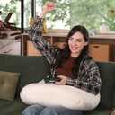 Ergonomic U-Shape Gaming & Lap Pillow - Crochet Pillow & Reading Support Pillow with Arm Relief, Comfort for Gamers, Crafters & Book Lovers (Beige)
