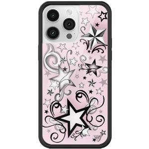 Wildflower Cases - Star Tattoo Case, Compatible with Apple iPhone 14 Pro Max | Pink, Black, Stars, Trendy, Cute, Tattoos - Protective Black Bumper, 4ft Drop Test Certified, Women Owned Small Business