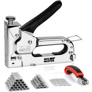 NEU MASTER 3 in 1 Staple Gun, Manual, Heavy Duty with Stapler Remover and 2000Pcs Staples for Upholstery, Fixing Material, Decoration, Carpentry, Furniture
